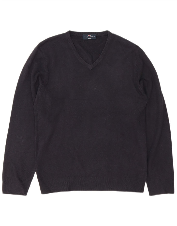 Marks & Spencer Herren Blue Harbor V-Ausschnitt Pullover Pullover Small Navy Acryl