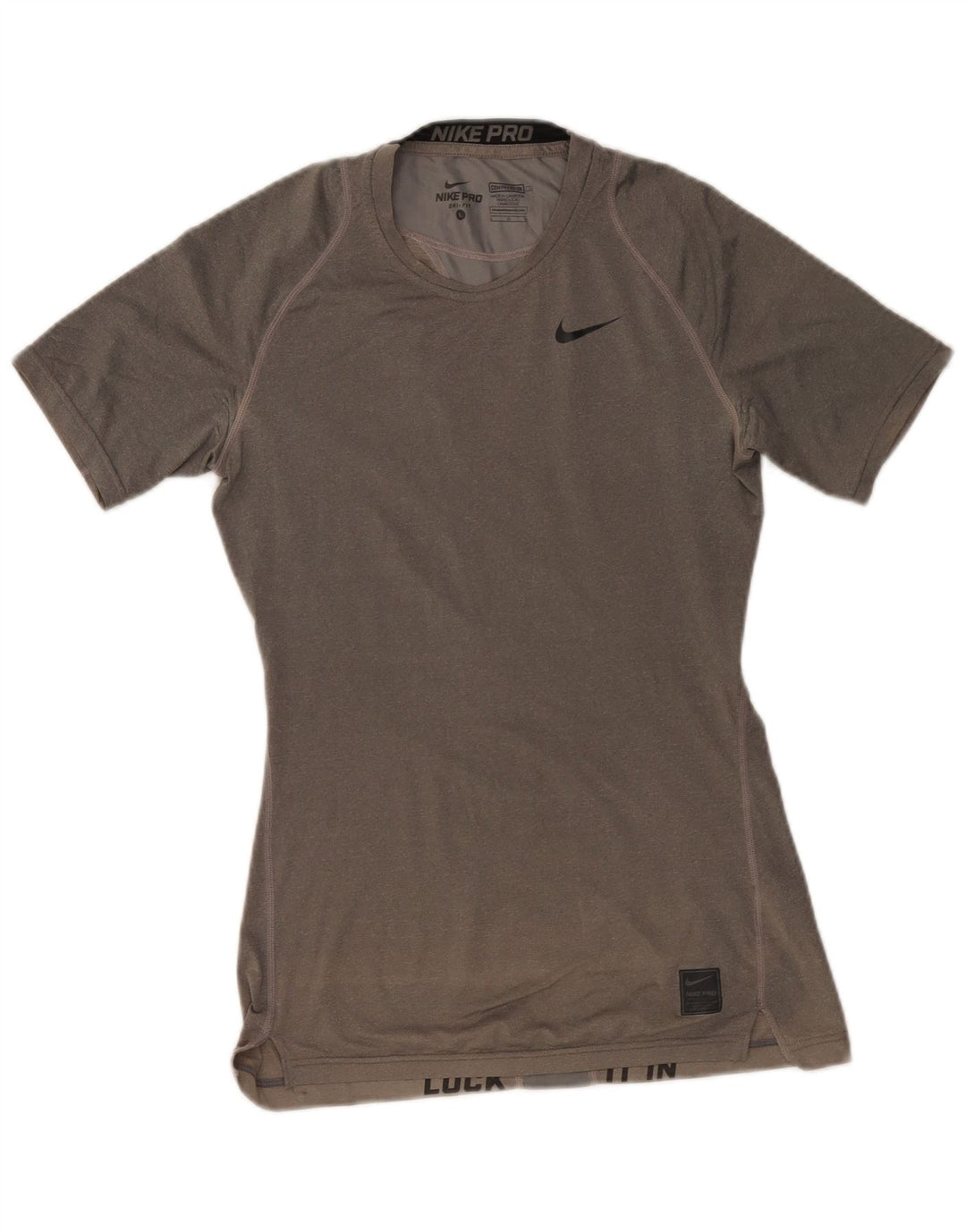 Nike Damen Dri Fit T-Shirt Top UK 14 Large Grau Polyester