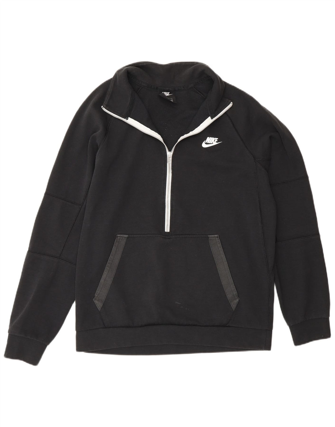Nike Herren-Sweatshirt mit Reißverschluss am Hals, mittlere schwarze Baumwolle