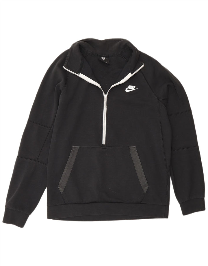 Nike Herren-Sweatshirt mit Reißverschluss am Hals, mittlere schwarze Baumwolle