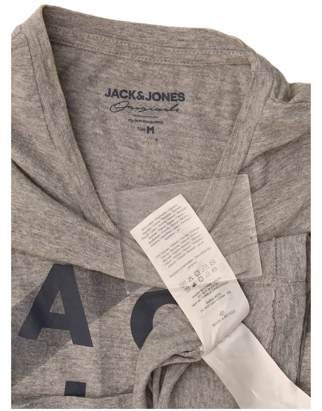 Jack & Jones Herren-T-Shirt mit Grafik, mittelgraue Baumwolle