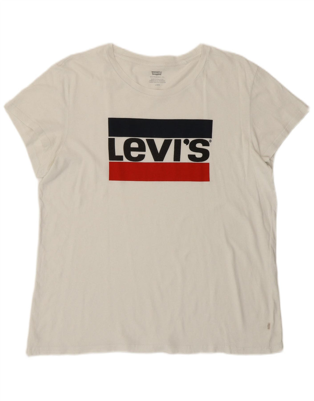 LEVI'S Damen Grafik-T-Shirt-Oberteil UK 16 Large Weiß