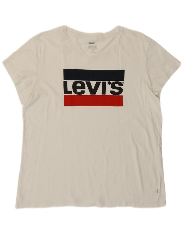 LEVI'S Damen Grafik-T-Shirt-Oberteil UK 16 Large Weiß