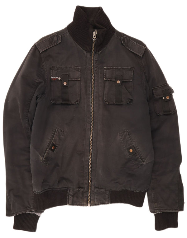 Jack & Jones Herren-Utility-Jacke UK 40 Large aus schwarzer Baumwolle