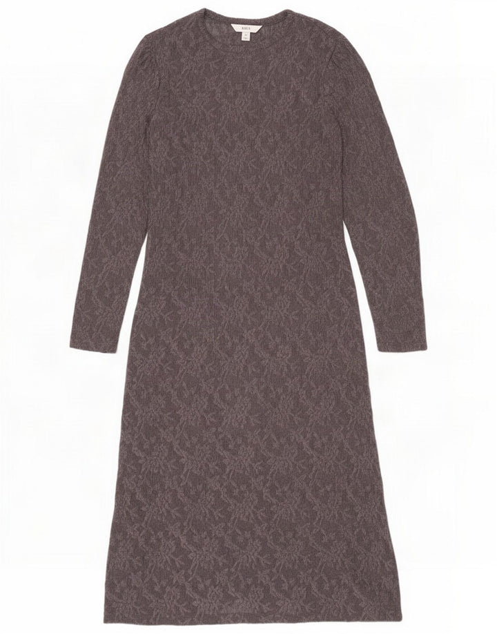 Marks & Spencer Damen Maxikleid UK 12 Mittelgraues Blumenmuster aus Polyester