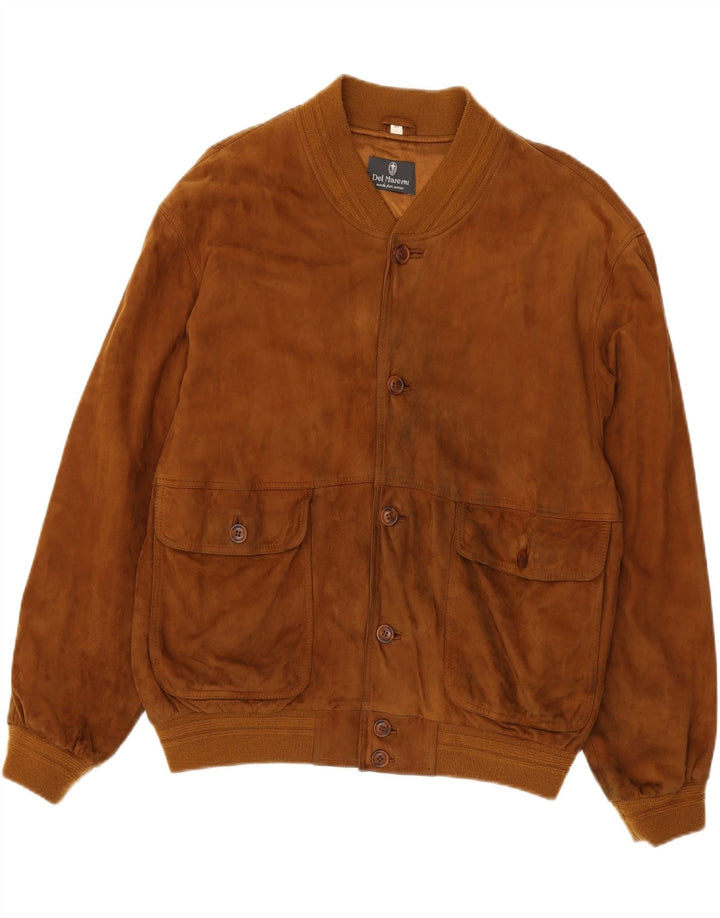 Vintage Herren Wildleder Bomberjacke IT 54 2XL Braunes Leder