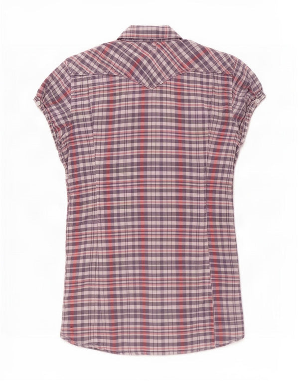 Levi's Damen-Hemdbluse mit kurzen Ärmeln, Gr. 10, Größe S, marineblau, kariert, Baumwolle