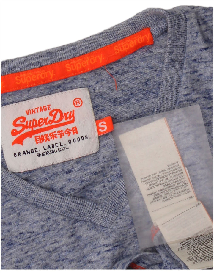 Superdry Herren-T-Shirt-Oberteil, klein, blau gefleckte Baumwolle