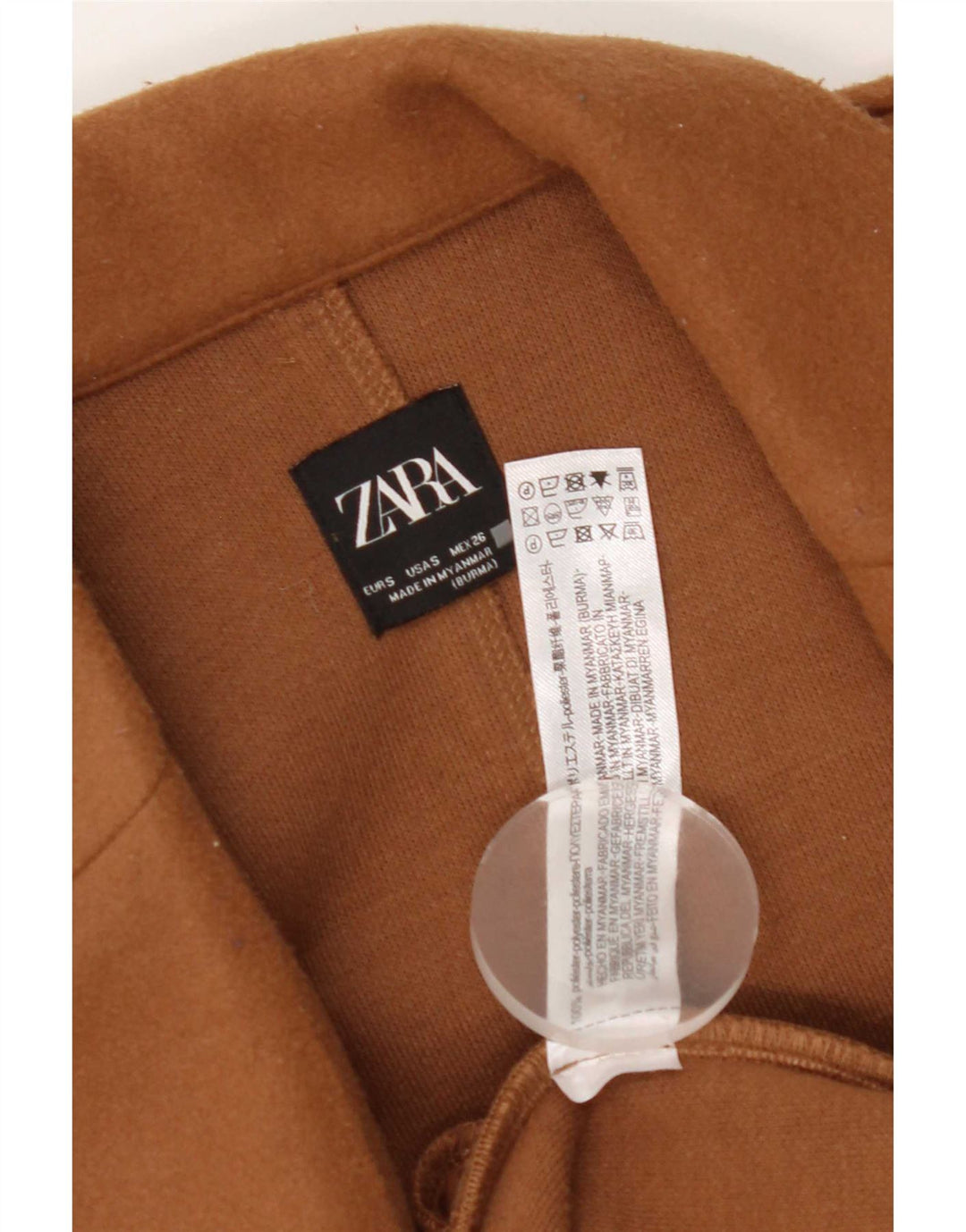 Zara Damen Mantel UK 10 Small Braun Polyester