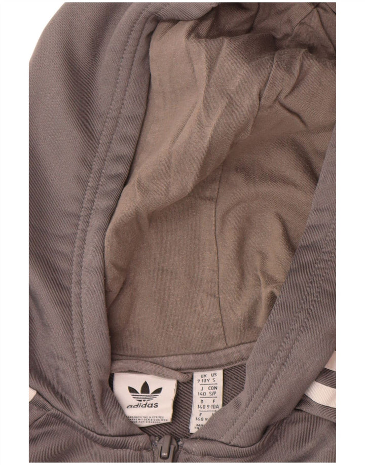 Adidas Jungen Kapuzenpullover mit grafischem Reißverschluss, 9–10 Jahre, graues Polyester