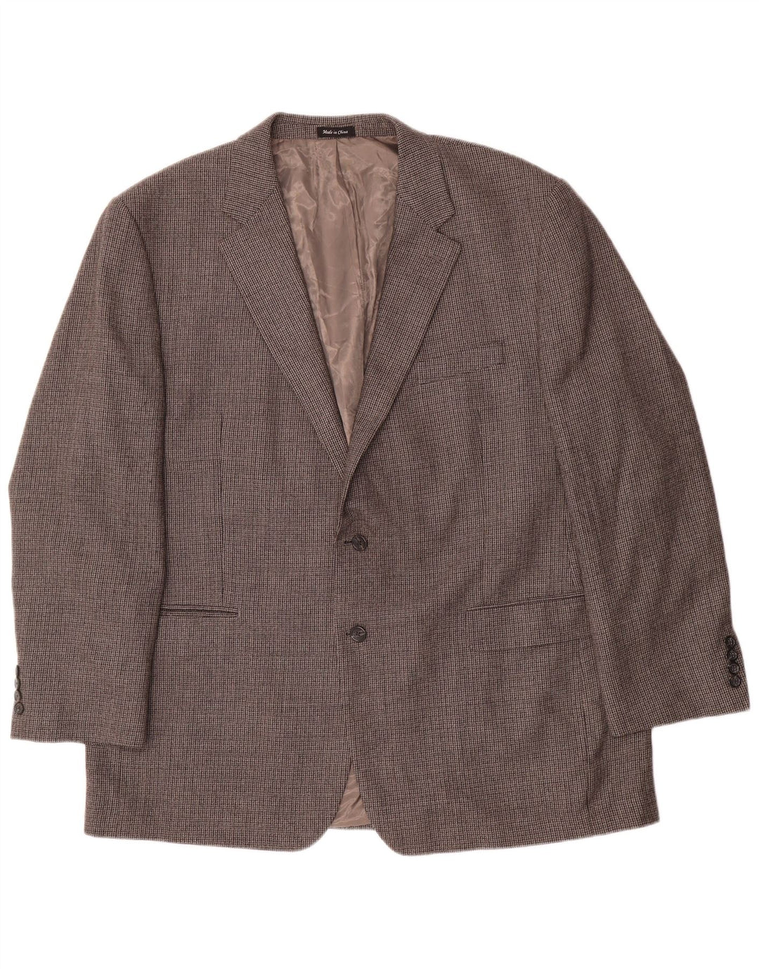 Chaps Herren-Blazer mit 2 Knöpfen, Größe 48, 3XL, graue Wolle mit Hahnentrittmuster