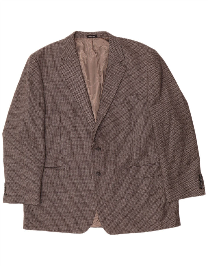 Chaps Herren-Blazer mit 2 Knöpfen, Größe 48, 3XL, graue Wolle mit Hahnentrittmuster