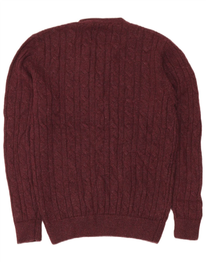 Jack Wills Herren-Pullover mit Rundhalsausschnitt, Größe S, kastanienbraunes Polyamid