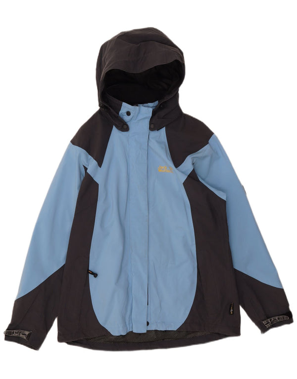 Jack Wolfskin Damen Regenjacke mit Kapuze UK 14/16 Large Blue Colourblock