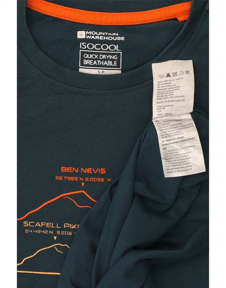 Mountain Warehouse IsoCool Grafik-T-Shirt-Oberteil für Herren, Größe S, Grün, Baumwolle