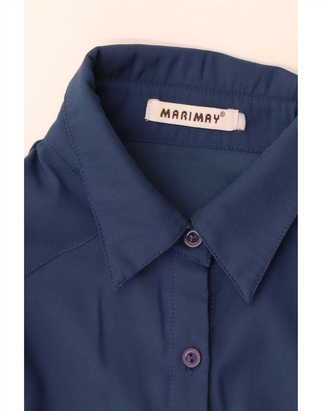 Vintage Damen Hemd UK 12 Medium Marineblau Baumwolle