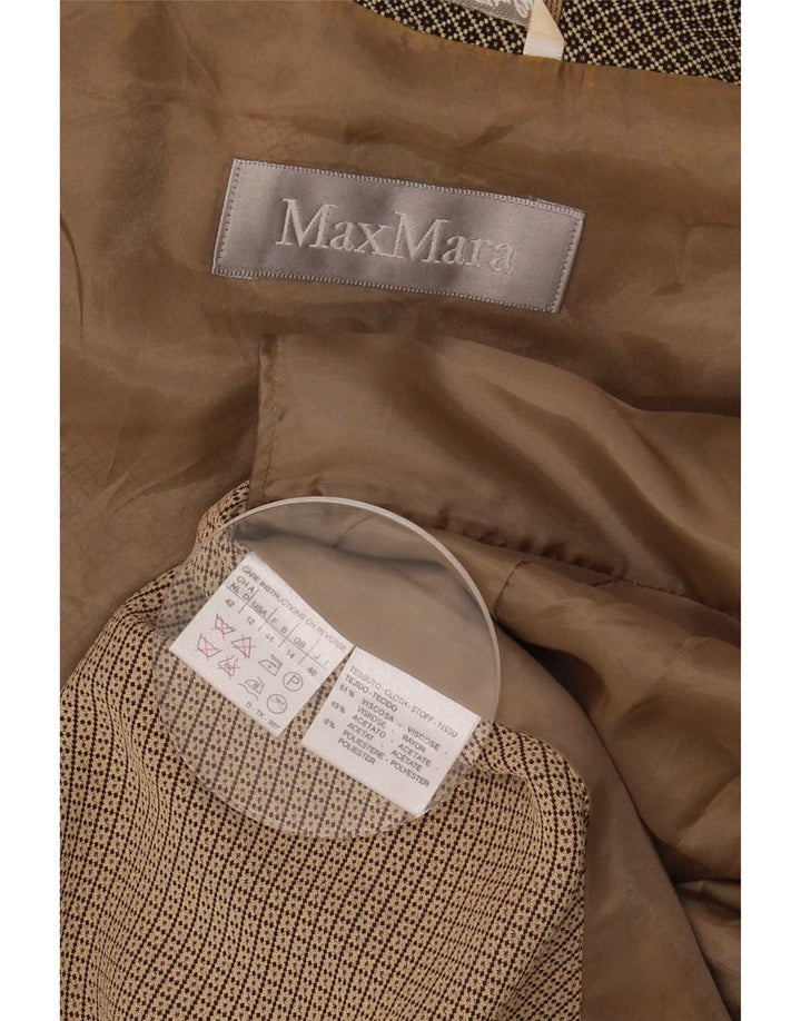 Max Mara Damen-Blazer mit 4 Knöpfen, Gr. 14, groß, braun, geometrisch, Viskose