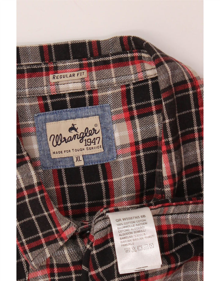 WRANGLER Herren-Flanellhemd mit normaler Passform, XL, schwarz kariert, Baumwolle