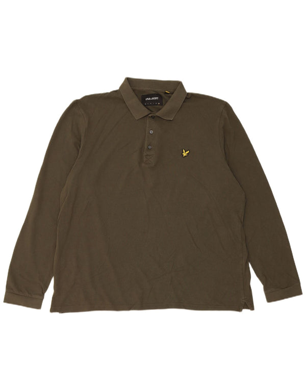 Lyle & Scott Herren Langarm-Poloshirt 2XL Khaki Baumwolle