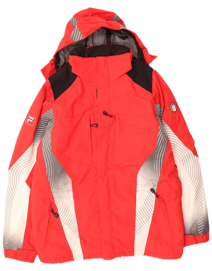 Fila Herren-Windbreakerjacke mit Kapuze, UK 40, Größe L, Rot, Colourblock-Polyamid