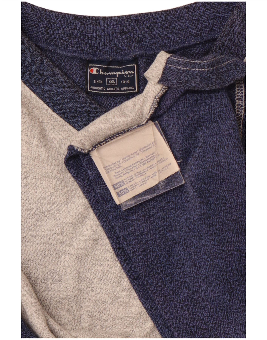 CHAMPION Herren T-Shirt Top 2XL Grau Colourblock Baumwolle