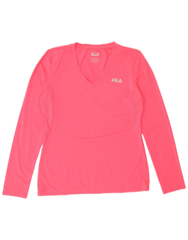 FILA Damen Top Langarm UK 16 Large Rosa Polyester