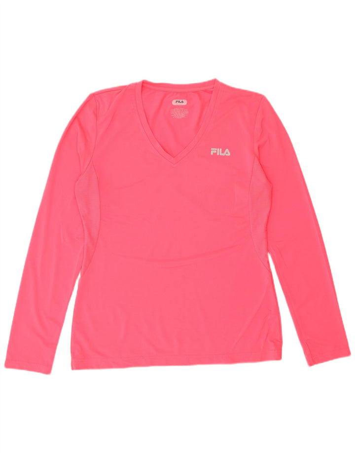 FILA Damen Top Langarm UK 16 Large Rosa Polyester