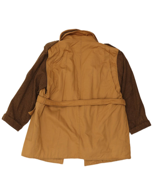 Vintage Damen Militärjacke UK 12 Mittelbeige Farbblock