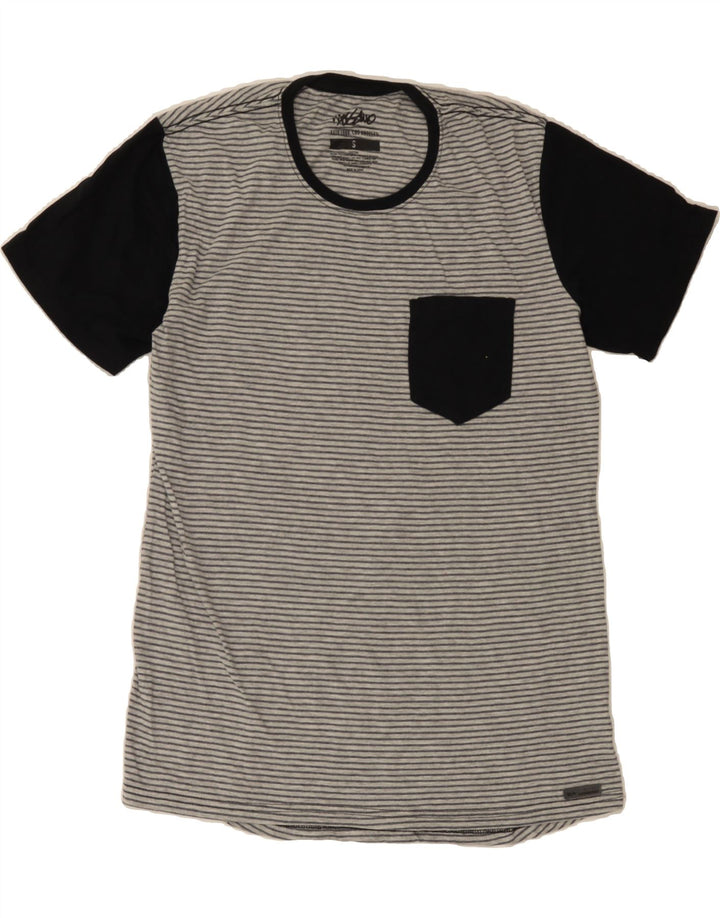 MOSSIMO Mens T-Shirt Top Small Grey Striped Cotton Vintage Mossimo and Second-Hand Mossimo from Messina Hembry 
