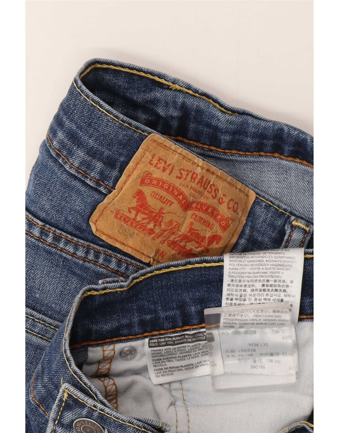 Levi's Herren 504 Straight Jeans W36 L30 Blaue Baumwolle