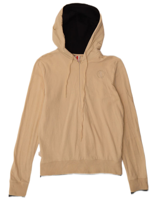 Bikkembergs Damen-Kapuzenpullover mit Reißverschluss, UK 14, Größe L, Beige, Baumwolle