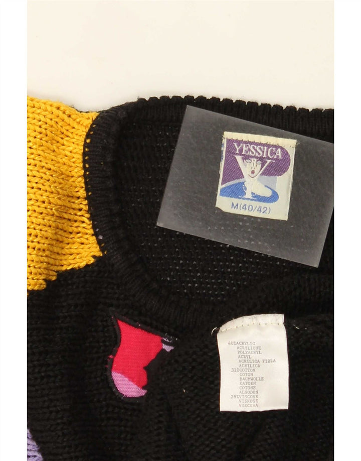 Yessica Damen-Pullover mit Rundhalsausschnitt, EU 40/42, Mittelschwarz, Farbblock