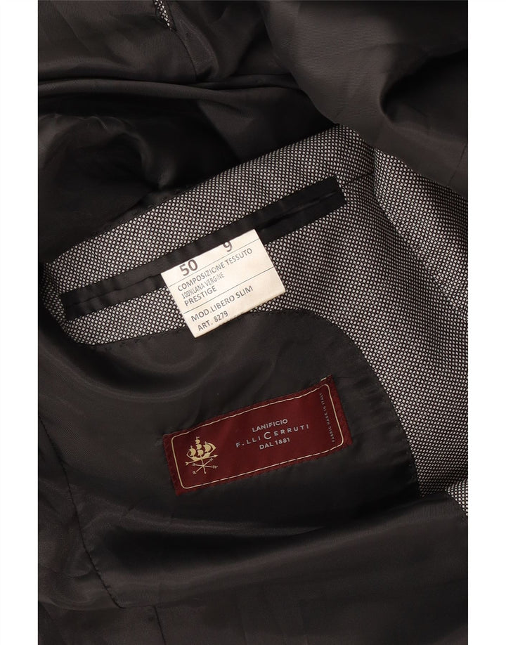 Cerruti 1881 Herren-Blazer mit 2 Knöpfen, schmal, IT 50, groß, graue Schurwolle