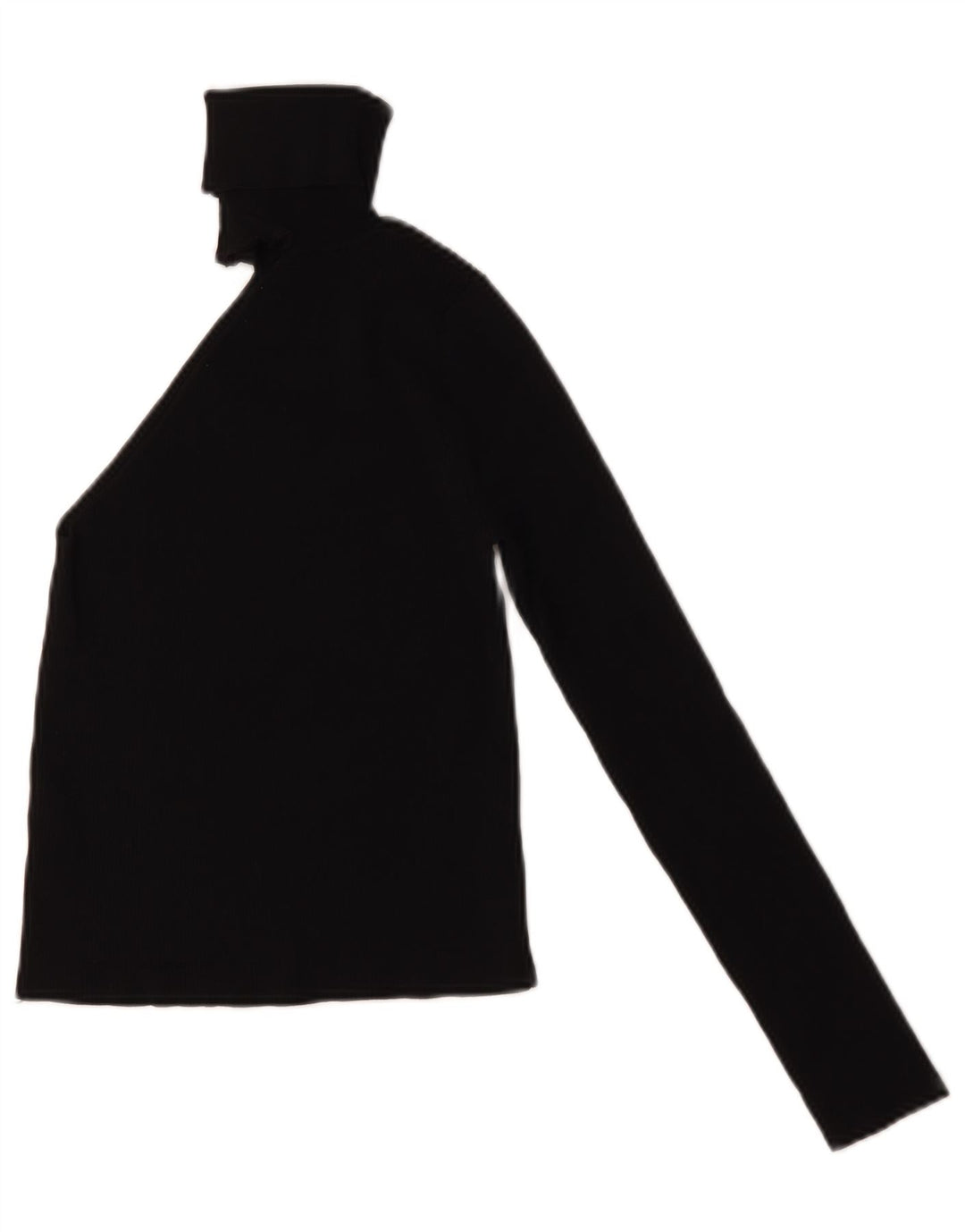 Zara Damen Crop Rollkragen One Shoulder Top UK 8 Small Schwarze Viskose