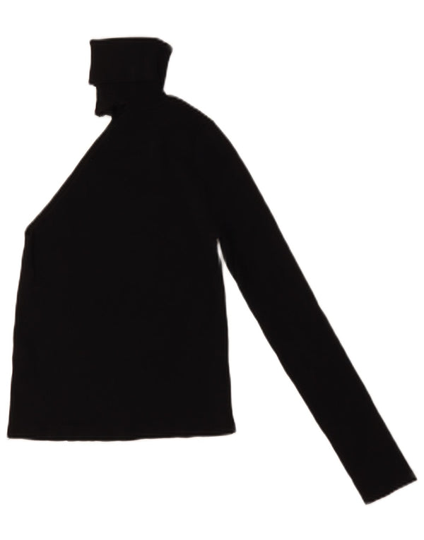 Zara Damen Crop Rollkragen One Shoulder Top UK 8 Small Schwarze Viskose