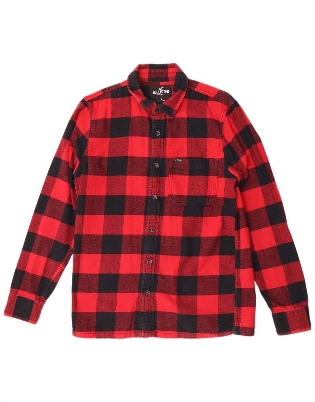 Hollister Herren-Flanellhemd, klein, rot kariert, Baumwolle