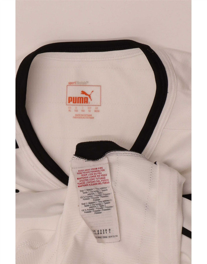 Puma Jungen T-Shirt mit normaler Grafik, 11–12 Jahre, weißes Farbblockdesign