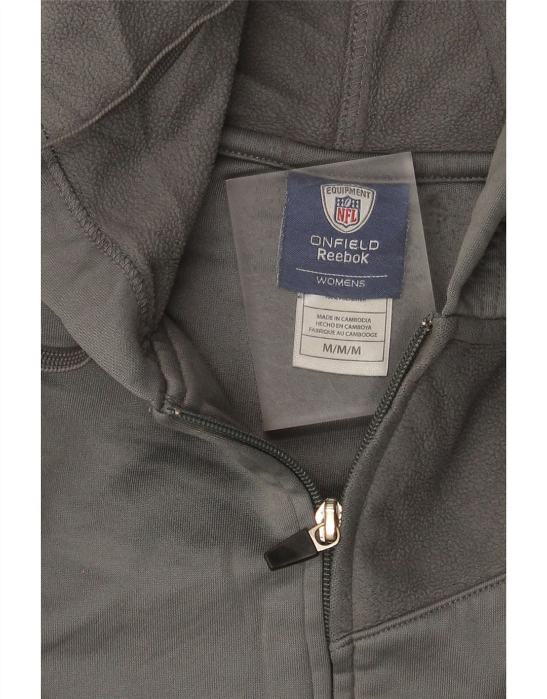 Reebok Damen Zip Hoodie Pullover UK 14 Mittelgraues Polyester