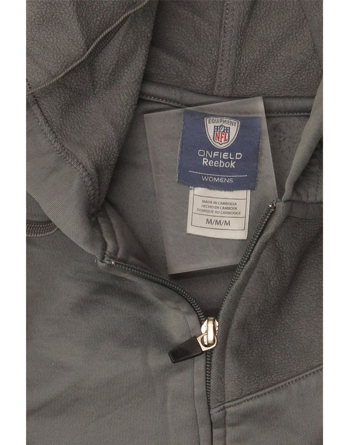 Reebok Damen Zip Hoodie Pullover UK 14 Mittelgraues Polyester