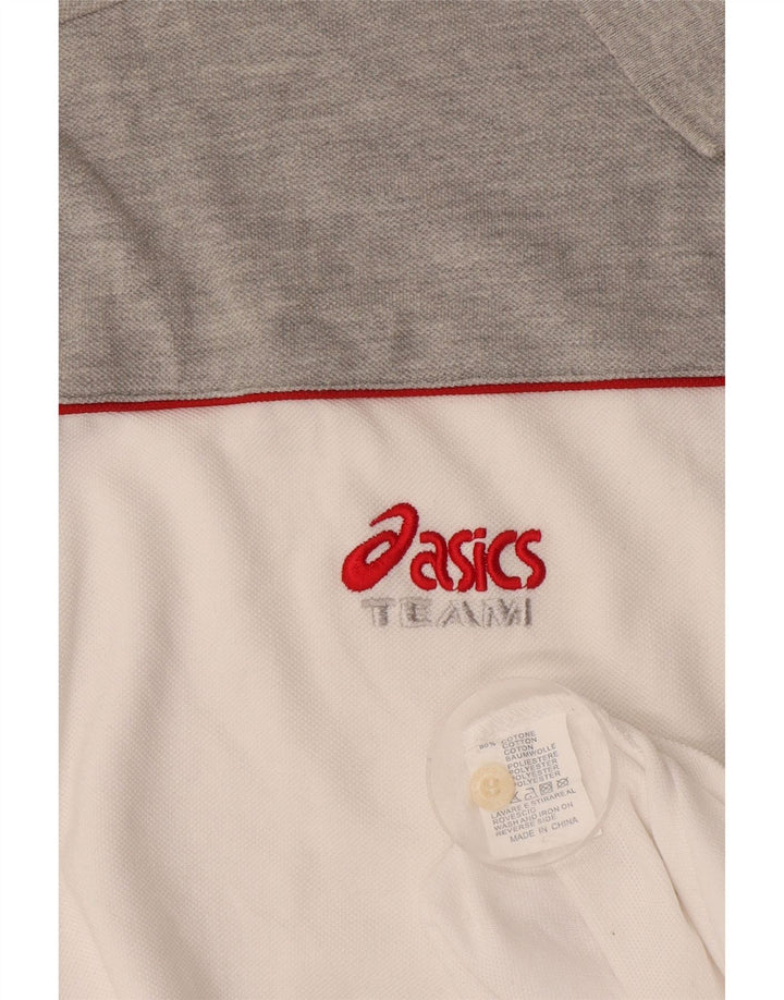 Asics Herren-Poloshirt, groß, weiße Colourblock-Baumwolle