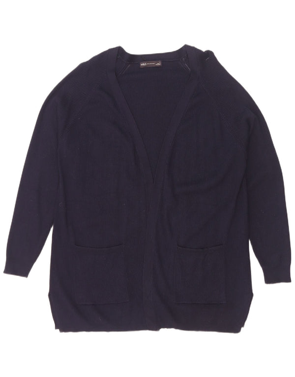 Marks & Spencer Offener Damen-Cardigan-Pullover UK 14 Large Marineblaue Viskose
