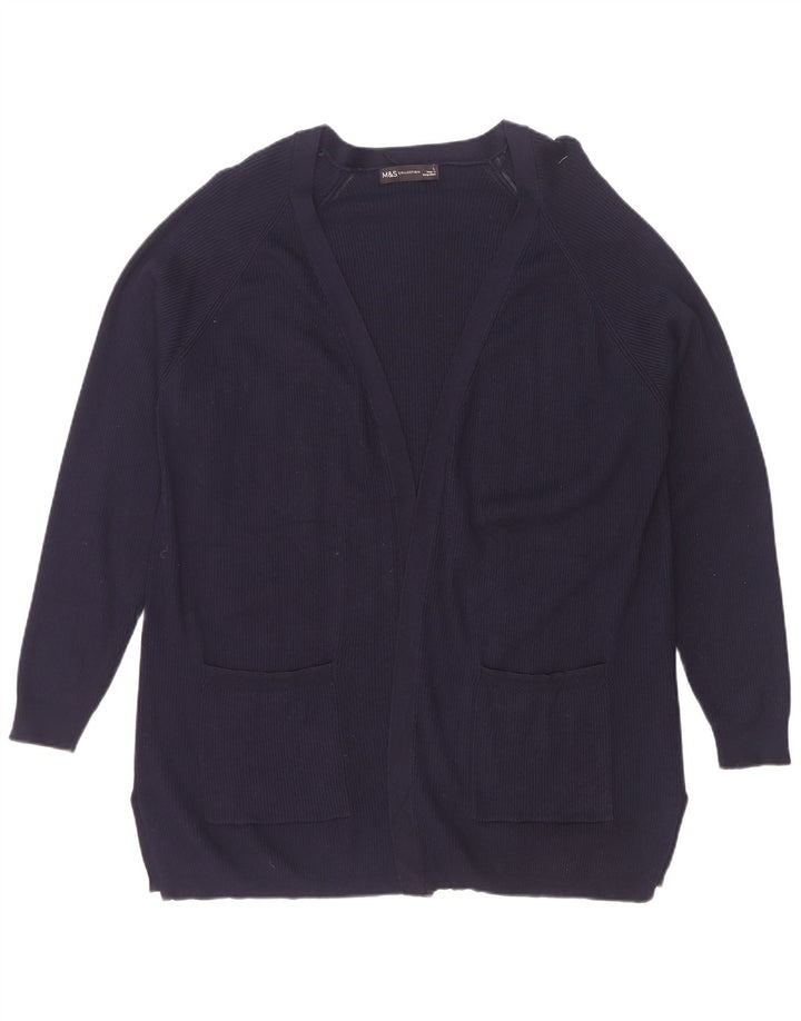 Marks & Spencer Offener Damen-Cardigan-Pullover UK 14 Large Marineblaue Viskose
