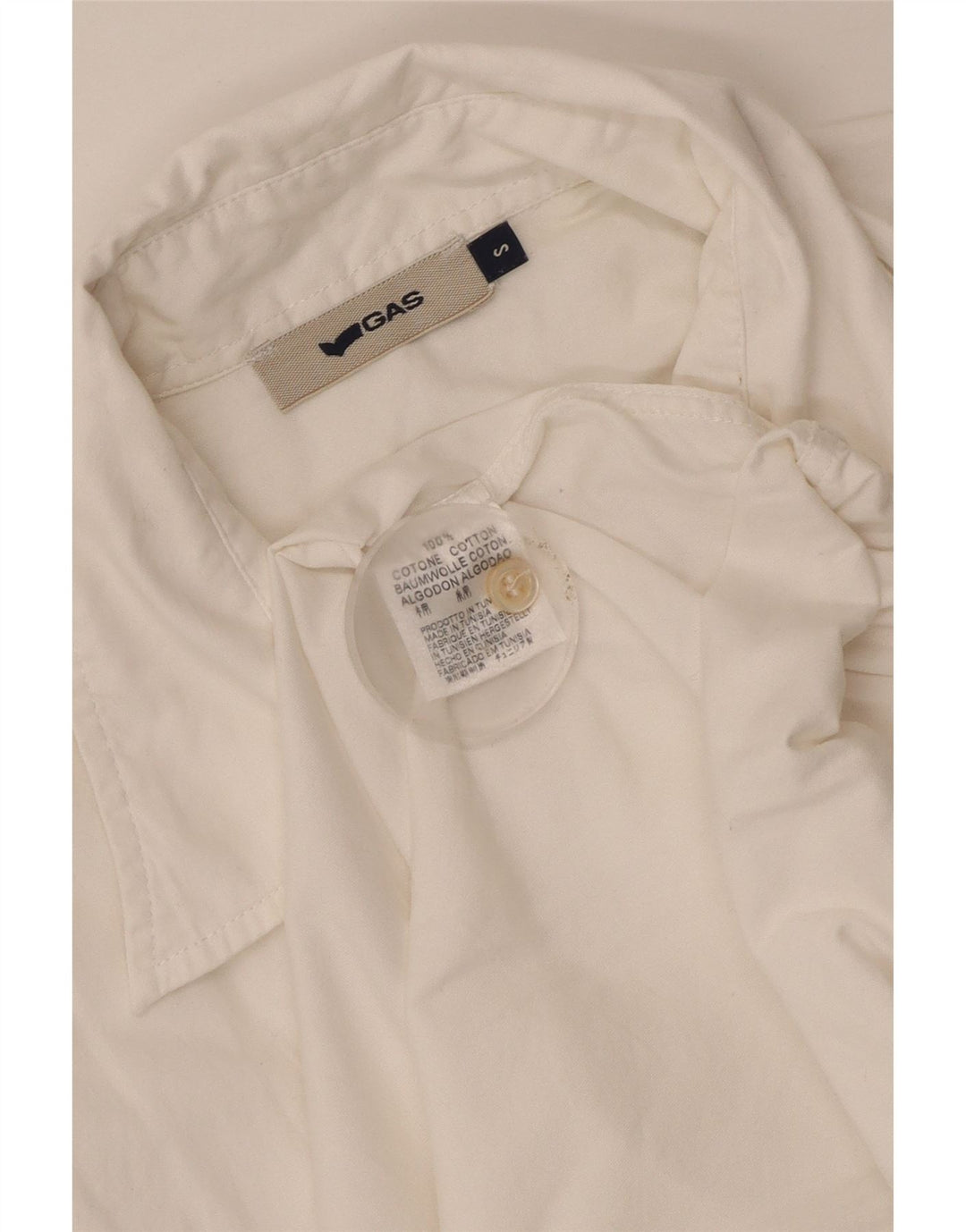 Gas Mens Short Sleeve Shirt Small White Cotton