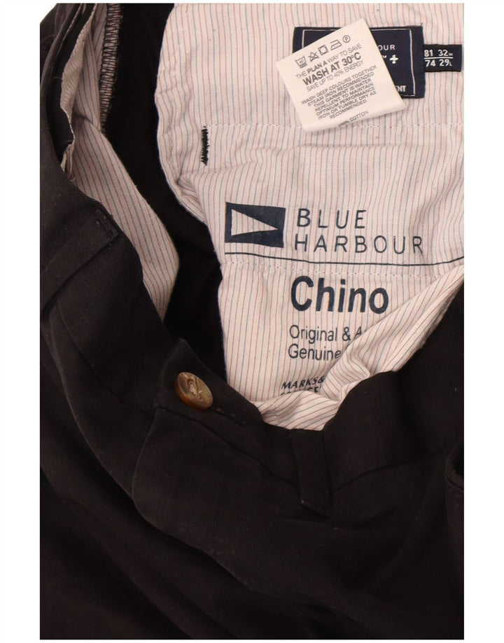 Marks & Spencer Herren Blue Harbour Gerade Chinohose W32 L29 Schwarz