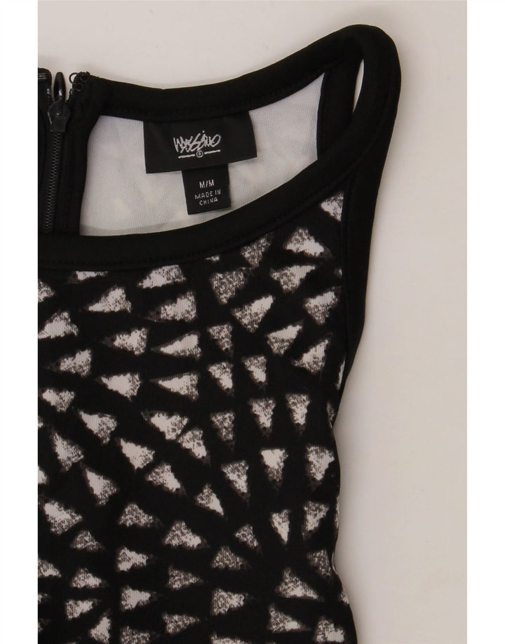 MOSSIMO Womens Sleeveless A-Line Dress UK 12 Medium Black Geometric Vintage Mossimo and Second-Hand Mossimo from Messina Hembry 