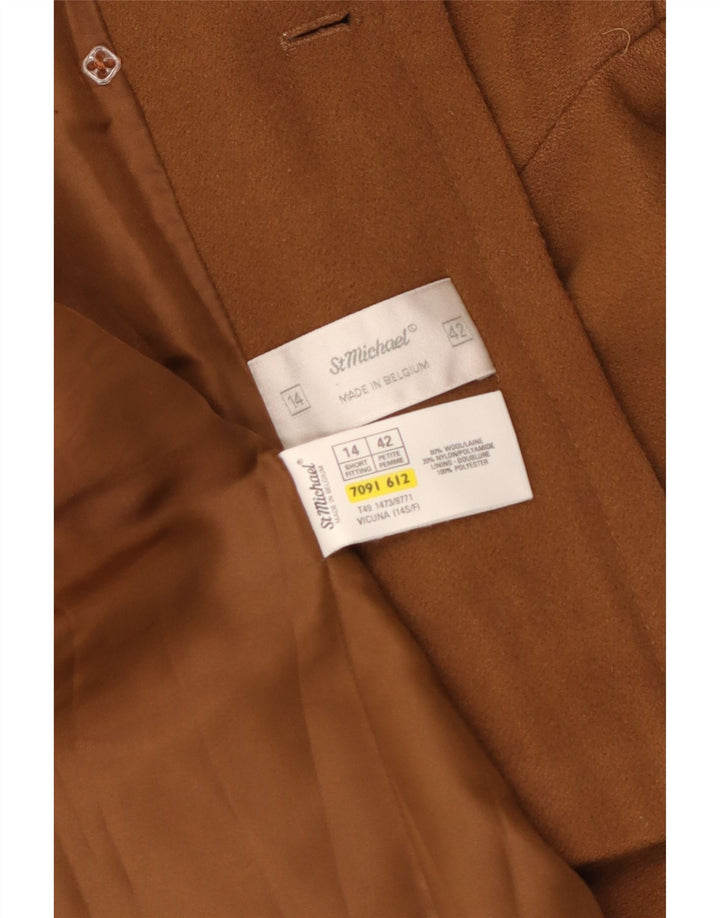 St Michael Damen Zweireihige Jacke UK 14 Große Beige Wolle