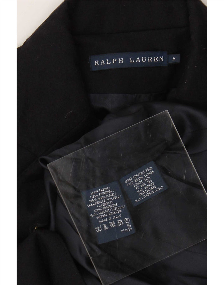 Ralph Lauren Damen-Blazerjacke mit 2 Knöpfen, US 8, mittelmarineblaue Wolle