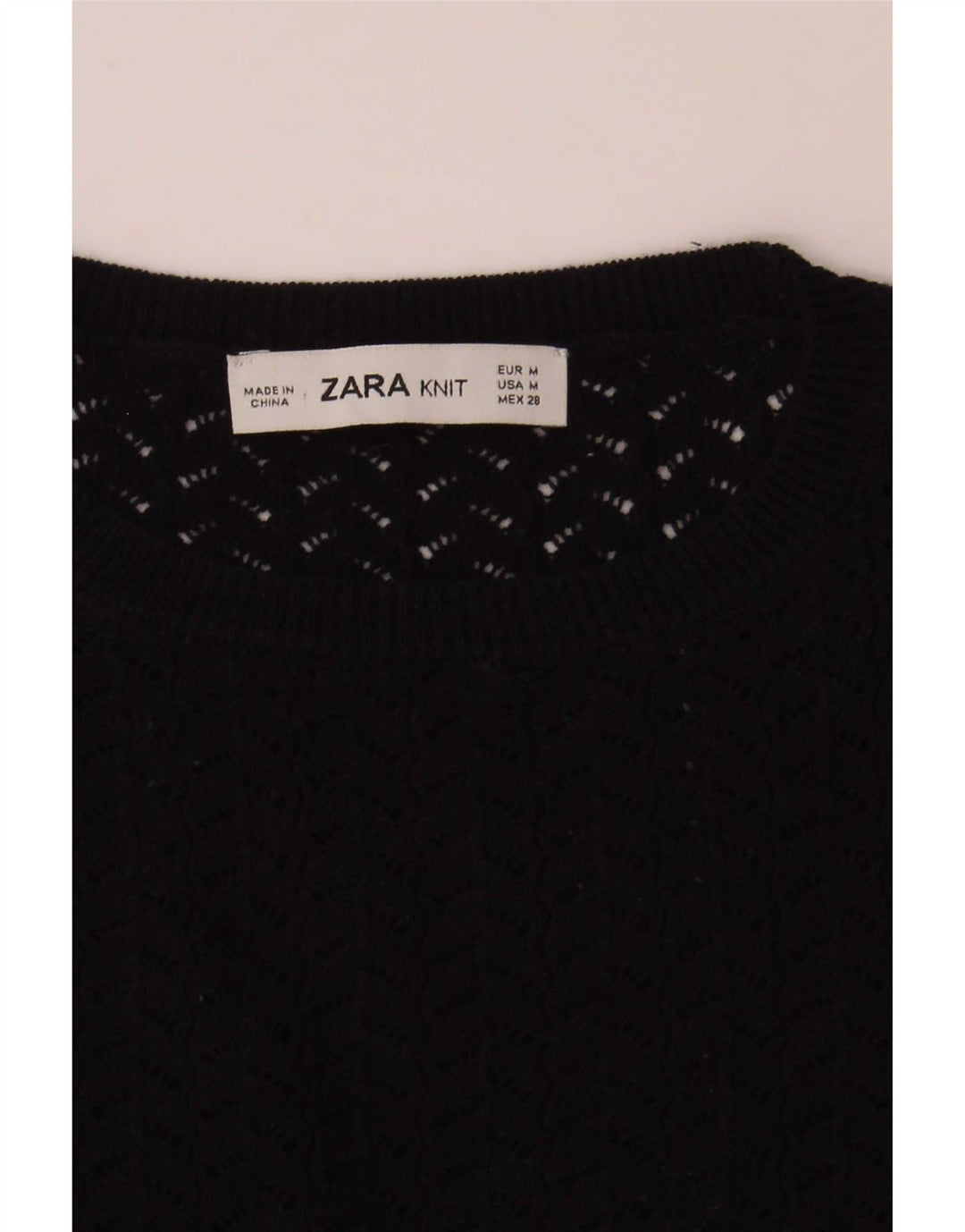 Zara Damen Crop Knit Bluse Top UK 12 Mittel Marineblau gestreift