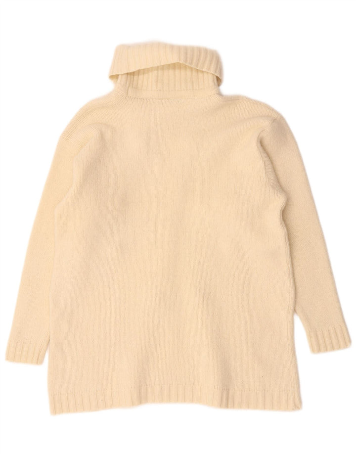 Vintage Damen Rollkragenpullover Pullover UK 14 Medium Off White Geometrisch