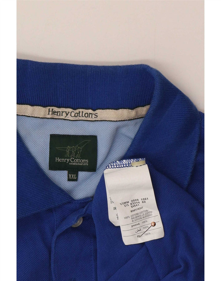 Henry Cottons Herren Poloshirt 2XL Blaue Baumwolle